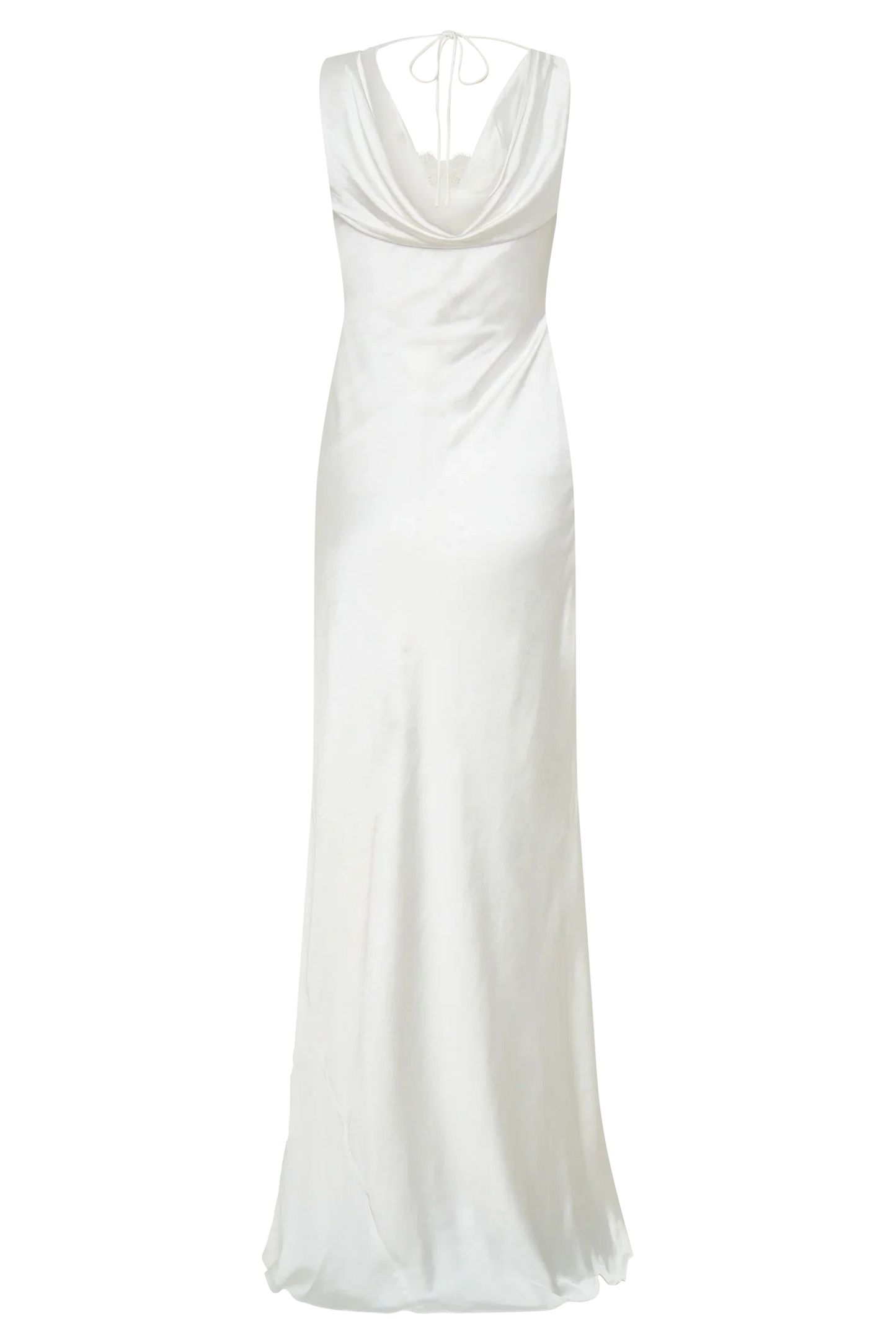 Ashley Cowl Neck Lace And Satin Maxi Dress Ivory