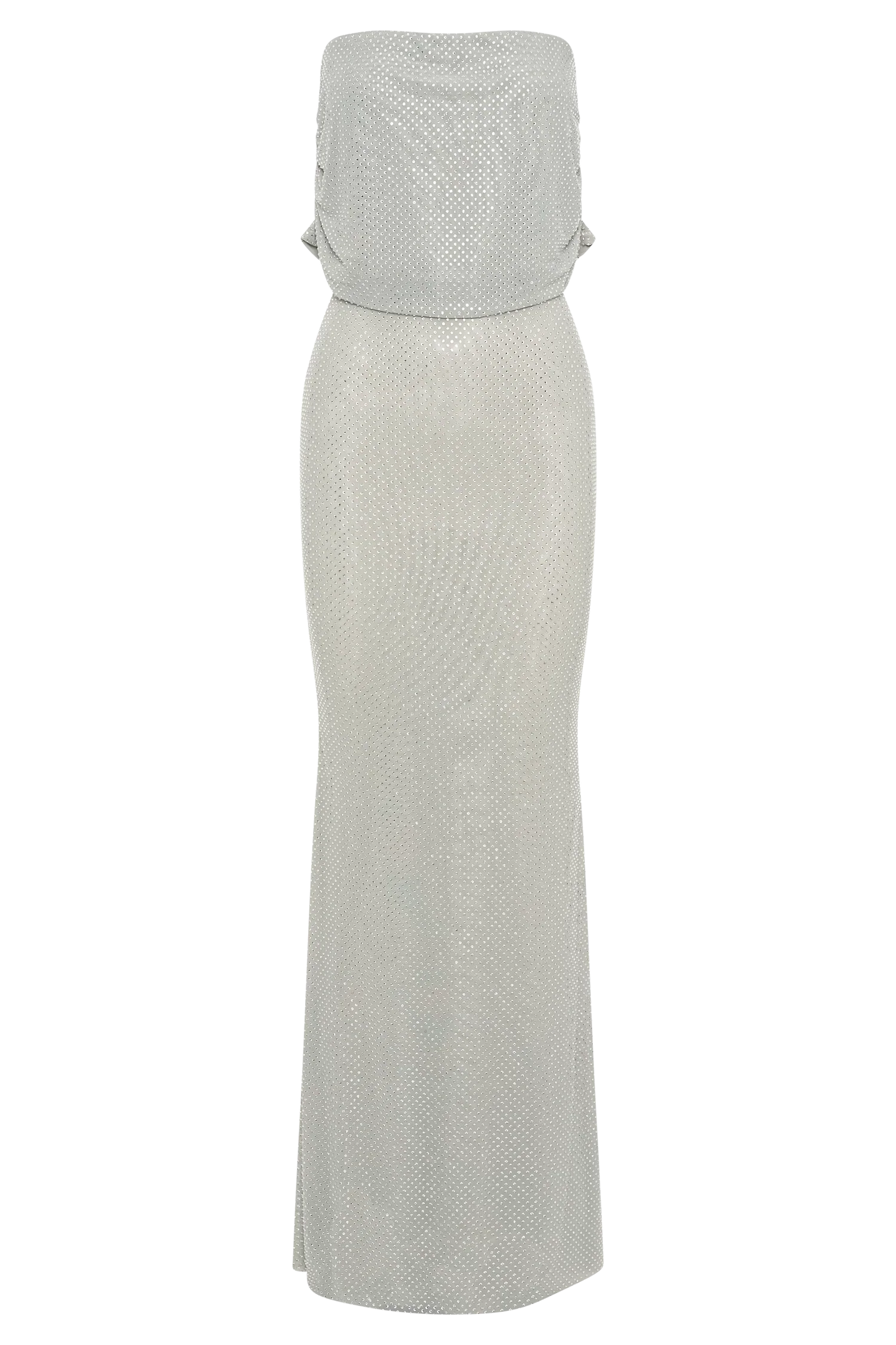 Arna Off Shoulder Diamante Maxi Dress Silver