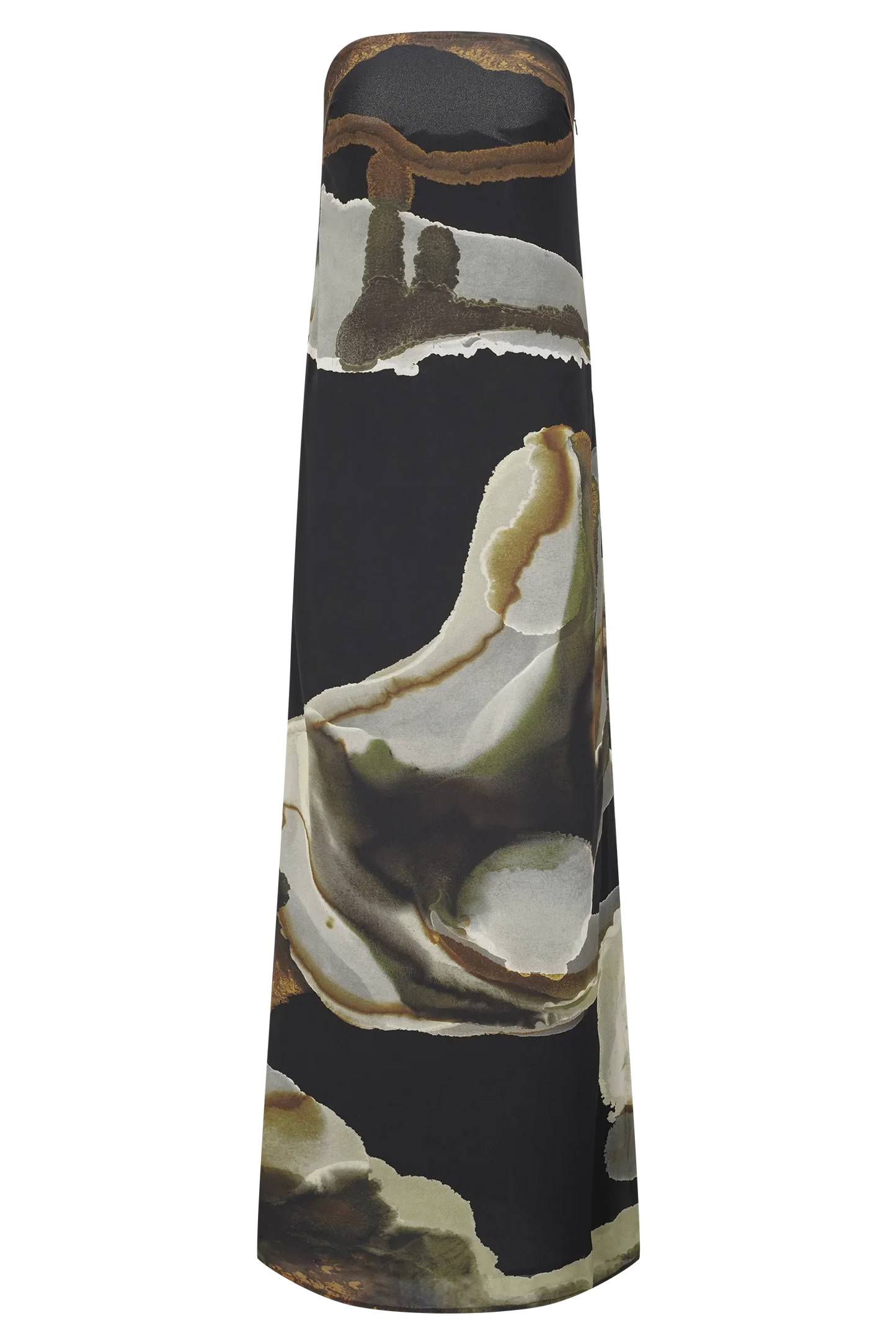 Amaya Strapless Chiffon Maxi Dress Green Fluid Reverie Print