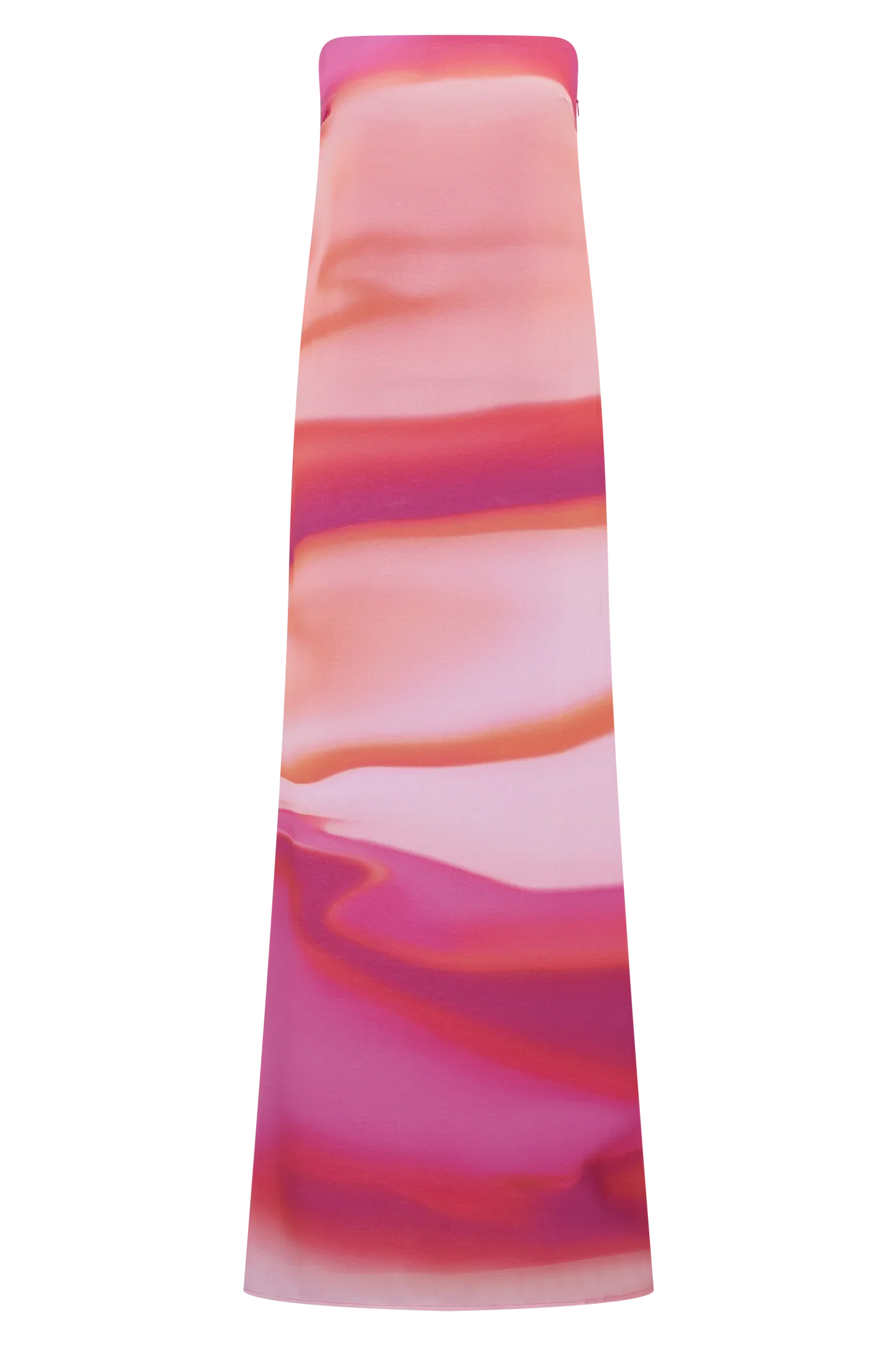 Amaya Strapless Chiffon Maxi Dress Pink Sunset Print