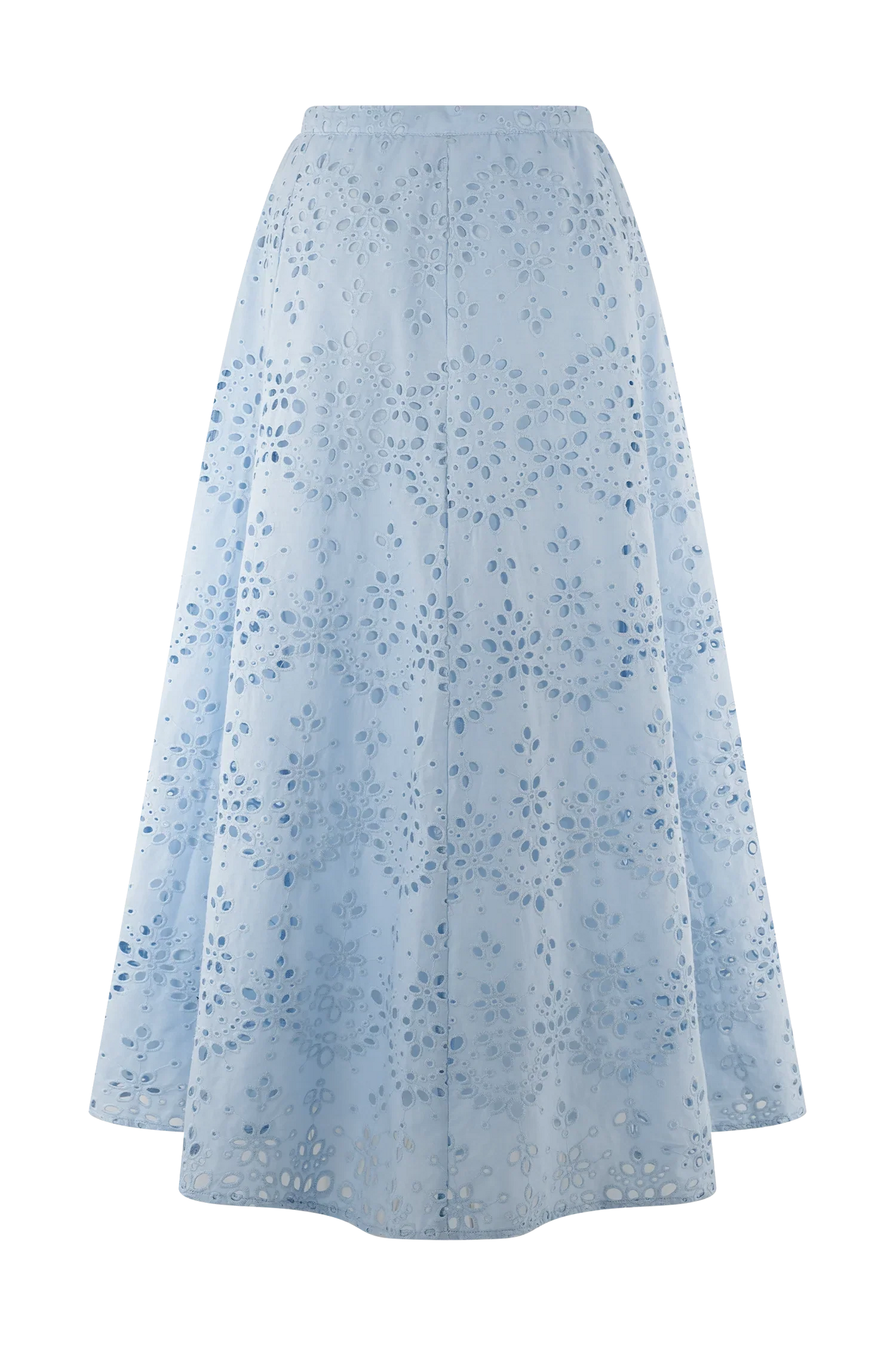 Arla Broderie Midi Skirt Pale Cornflower Blue