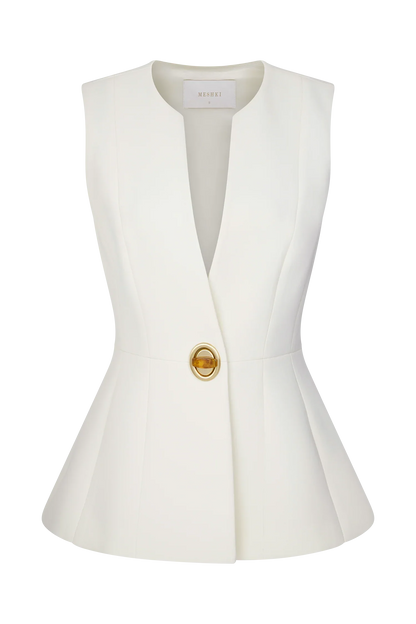 Angelie Suiting Vest Top Ivory