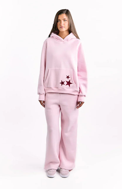Beginning Pink Burgundy Star Hoodie