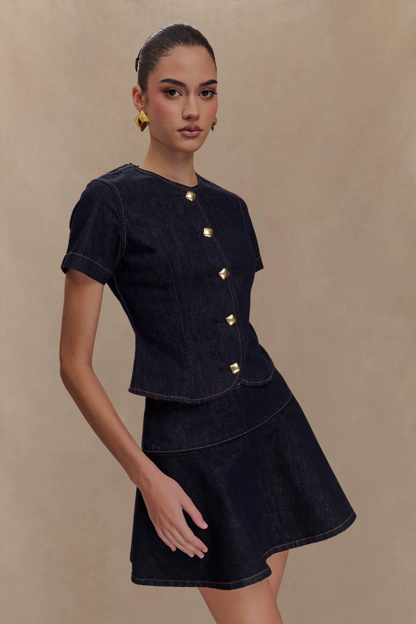 Arista Denim Mini Skirt Washed Indigo Blue