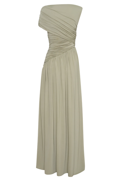 Ayeshya Slinky Asymmetric Maxi Dress Sage