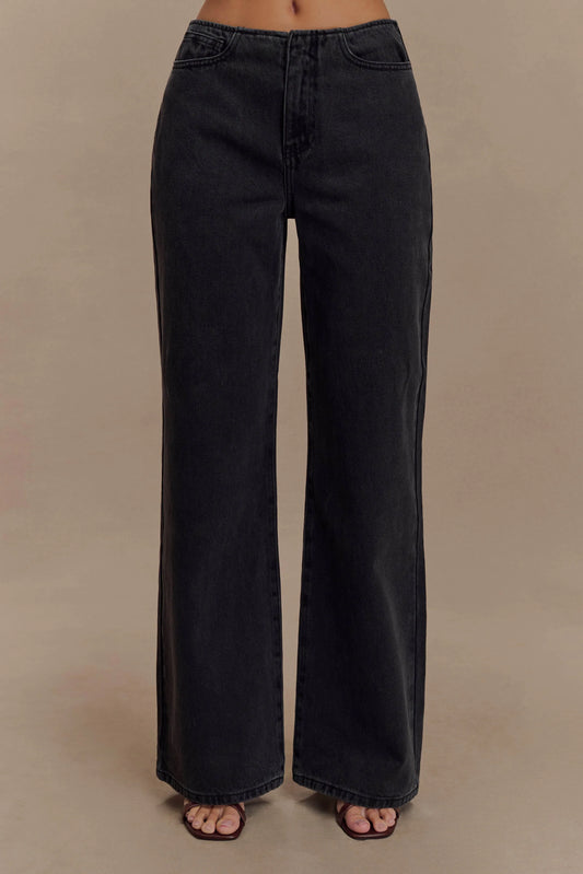 Caitlin Mid Rise Denim Jeans Washed Black