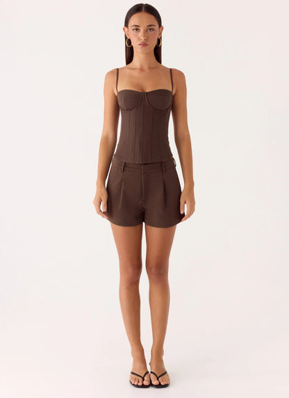 Asher Suiting Shorts Dark Chocolate