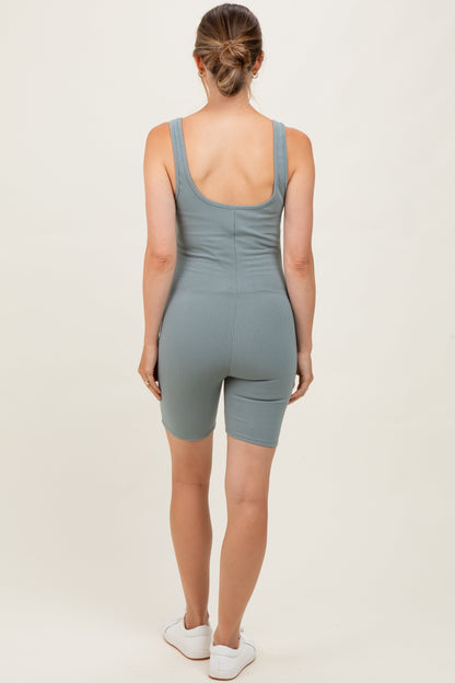 Sage Ribbed Knit Tank Top Maternity Romper