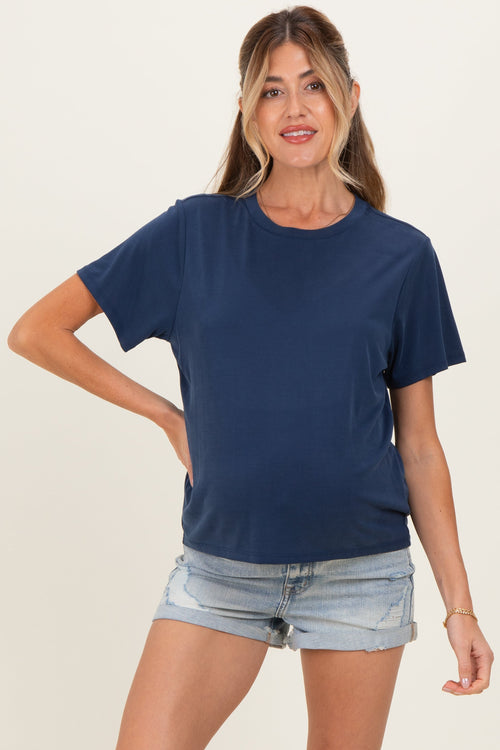 Light Blue Distressed Fringe Maternity Denim Shorts