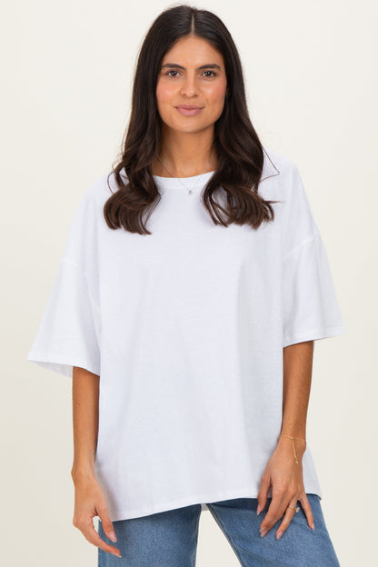 White Cotton Oversized Maternity Tee