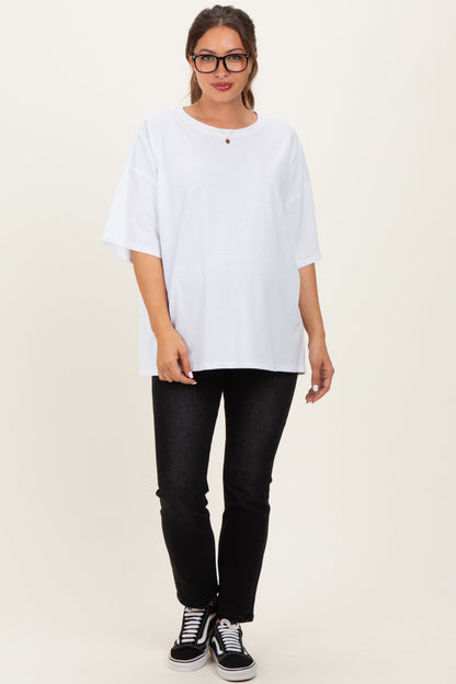 White Cotton Oversized Maternity Tee
