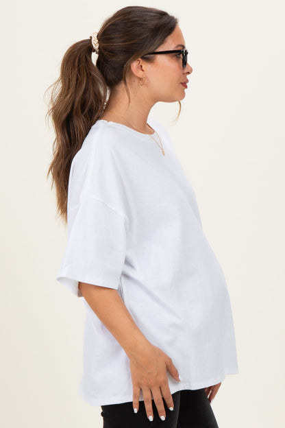 White Cotton Oversized Maternity Tee