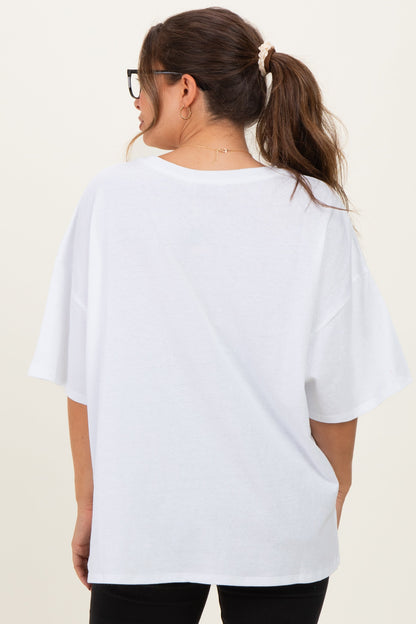 White Cotton Oversized Maternity Tee