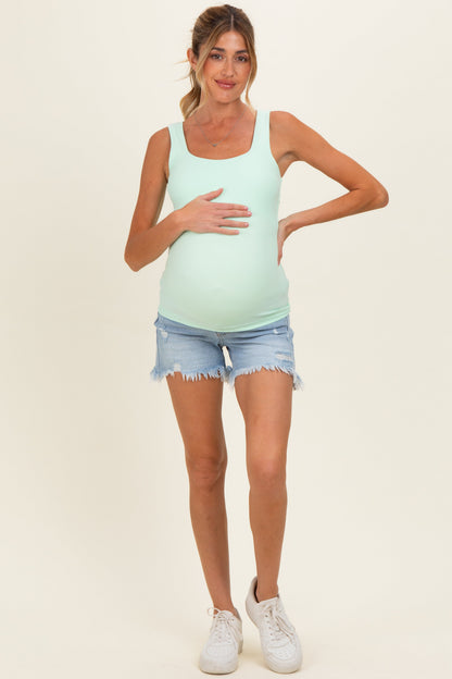 Light Denim Maternity Boyfriend Shorts