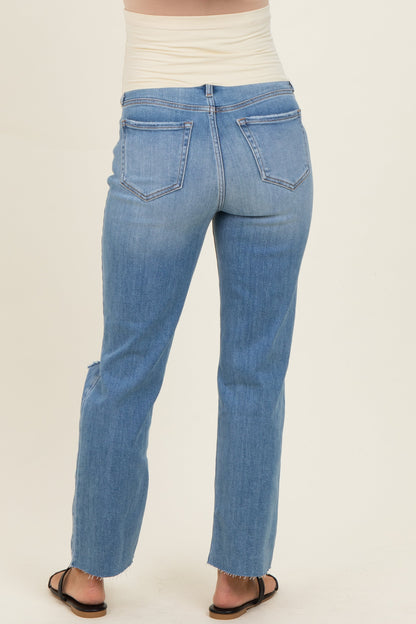 Light Blue Straight Leg Maternity Jeans