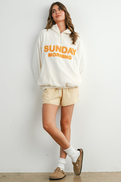 Yellow Striped Drawstring Maternity Shorts