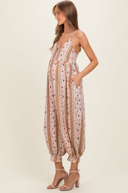 Lemongrass Floral Harem Leg Maternity Jumpsuit