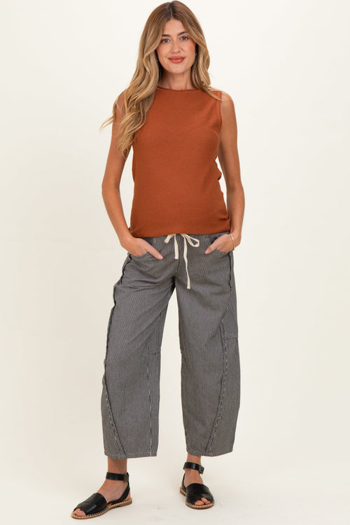 Black Striped Relaxed Fit Maternity Pants