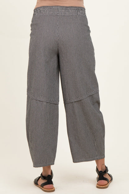 Black Striped Relaxed Fit Maternity Pants