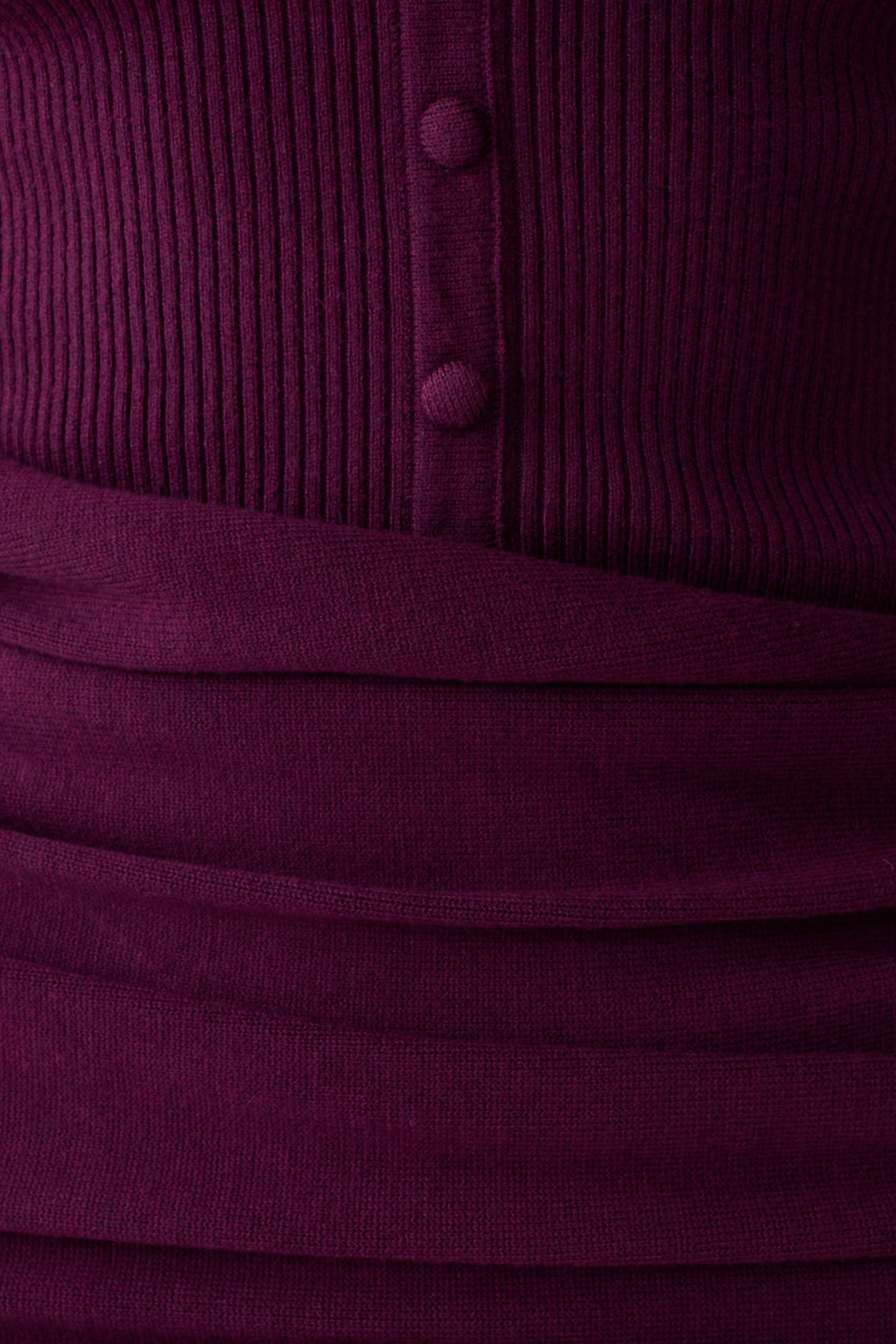Agness Long Sleeve Button Up Knit Dress Plum
