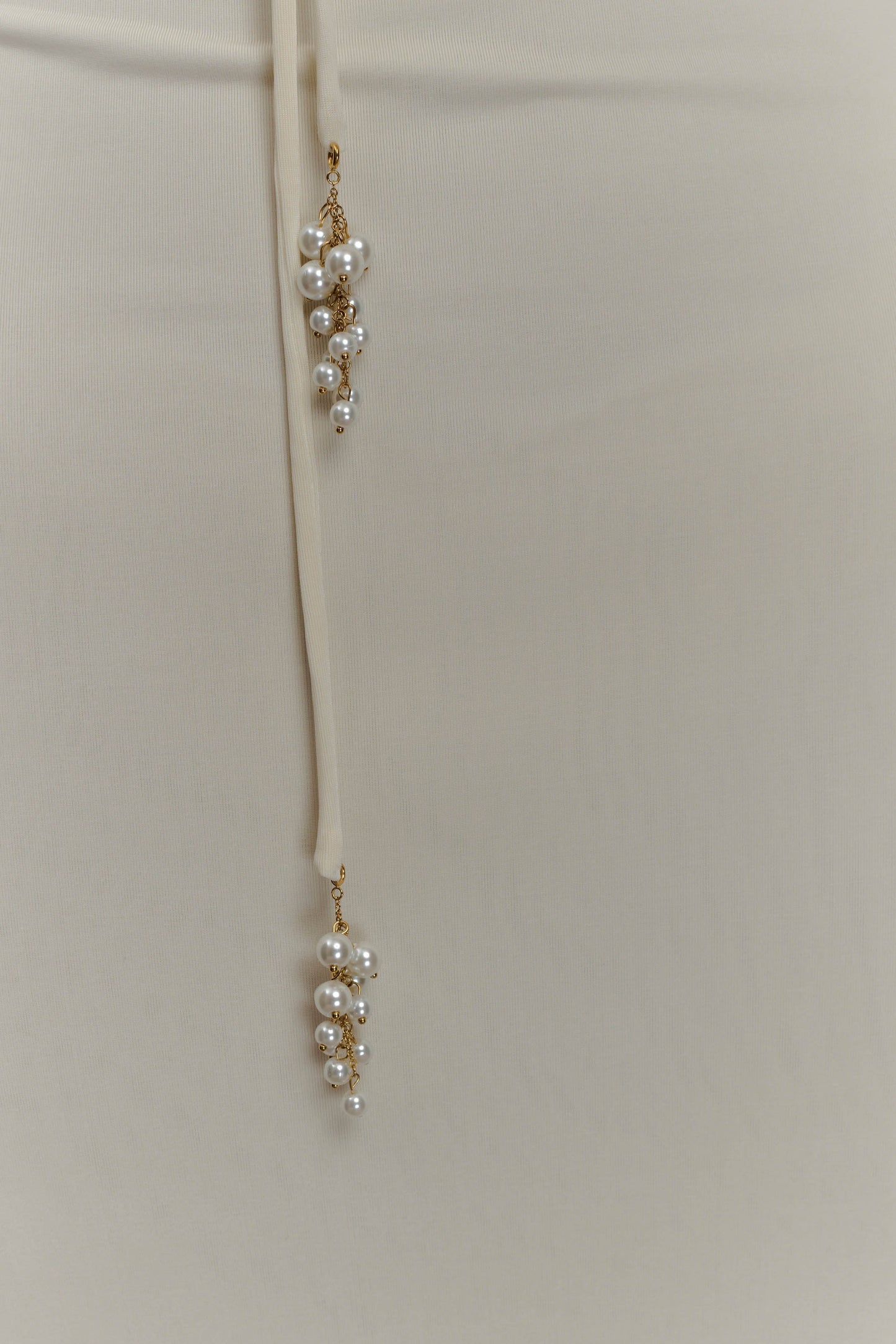 Beryl Slinky Maxi Dress With Pearls Ivory