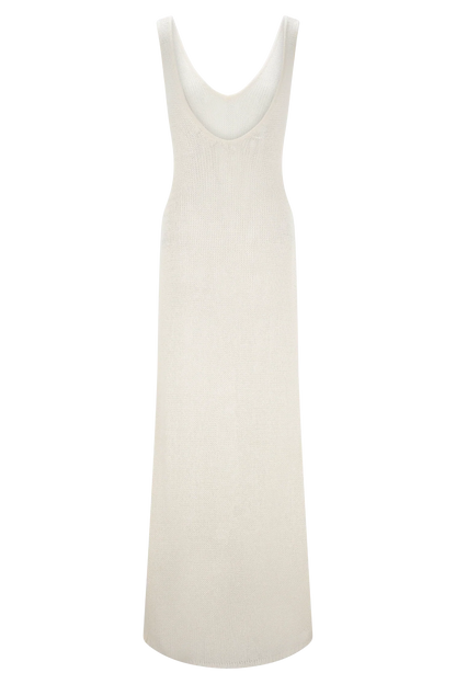 Ari Tape Yarn Knit Maxi Dress White