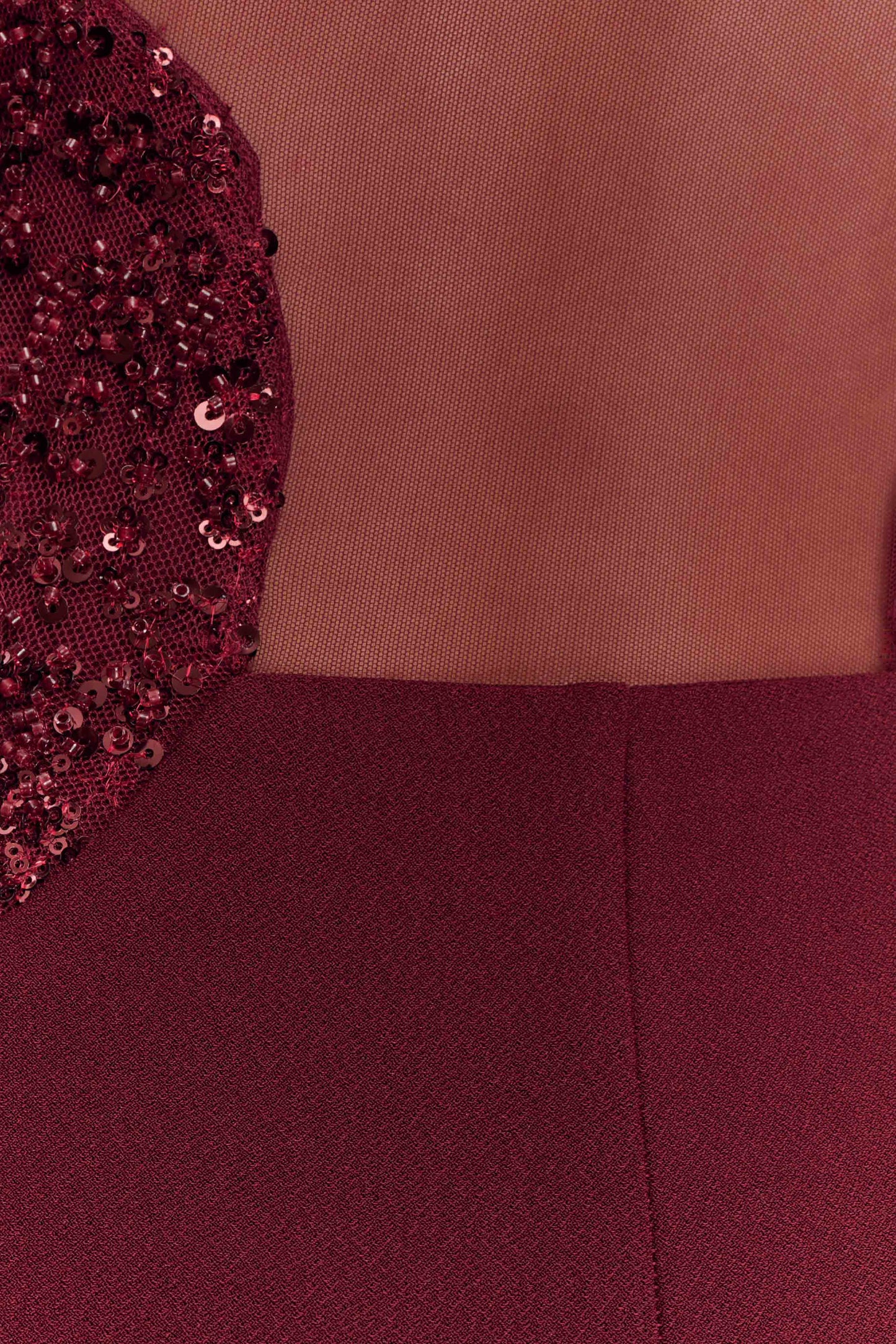Angelique Beaded Crepe Maxi Dress Wine