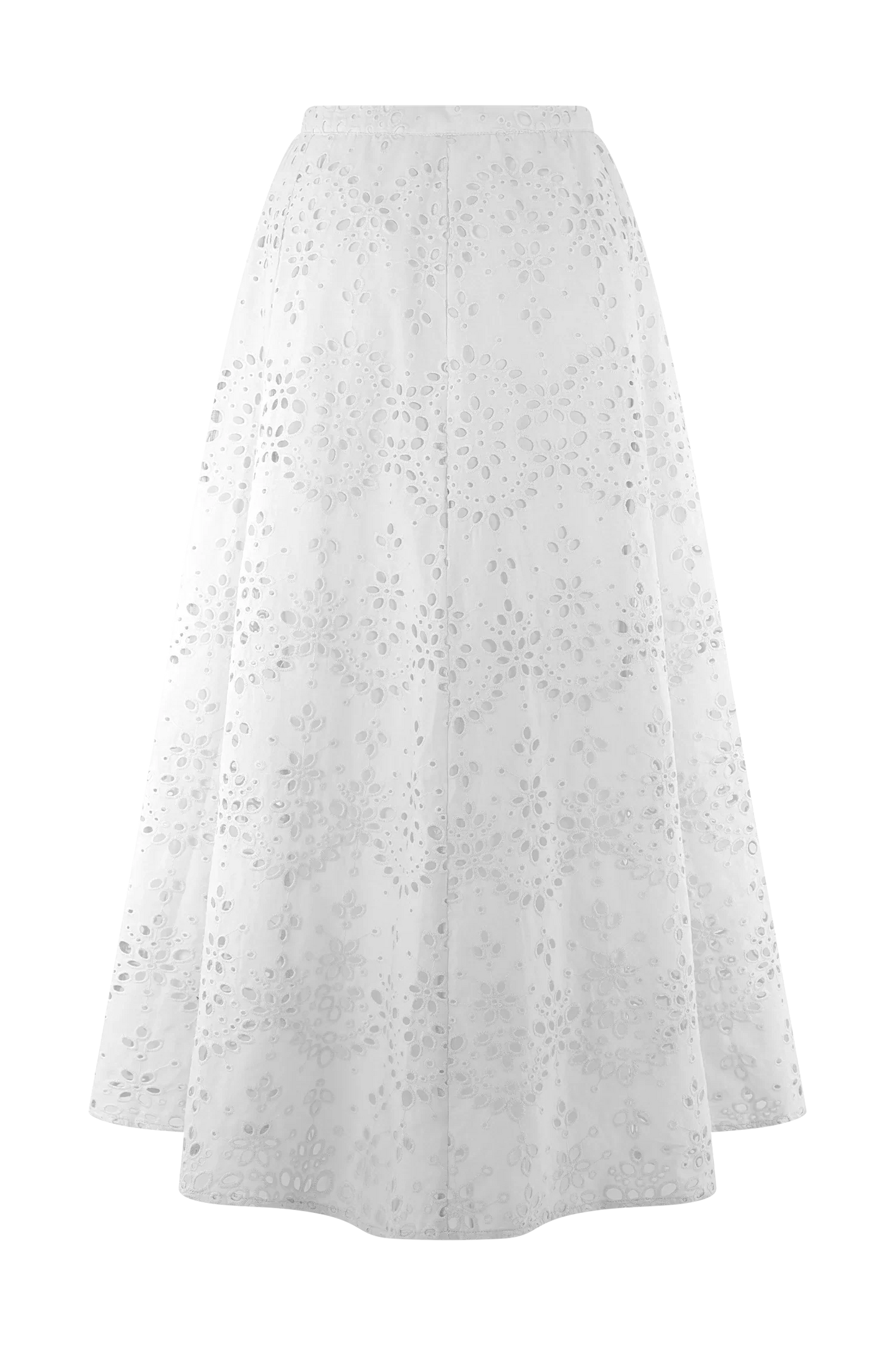 Arla Broderie Midi Skirt White