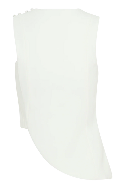 Astrid Asymmetric Sleeveless Suiting Top White