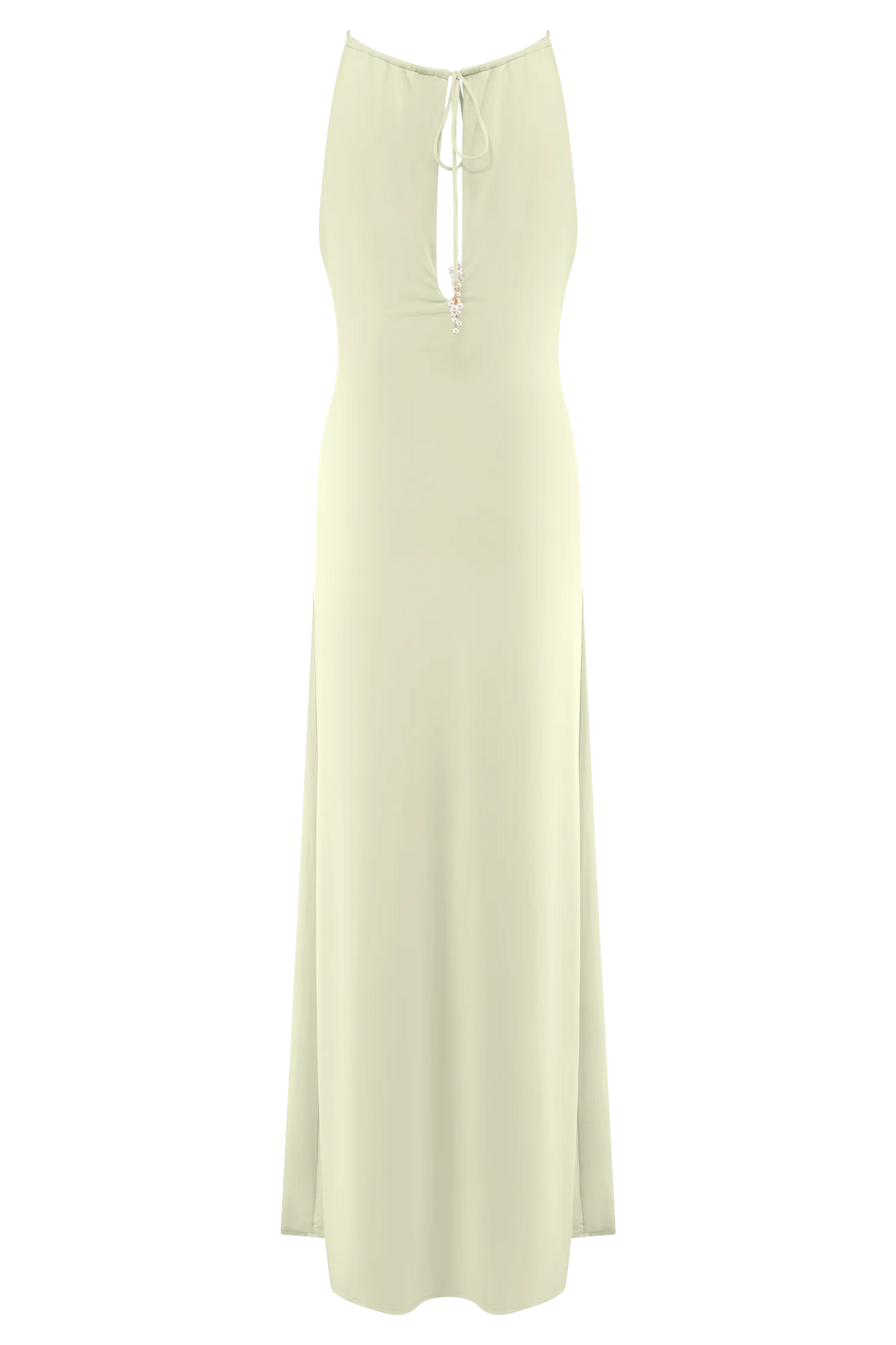 Beryl Slinky Maxi Dress With Pearls Ivory
