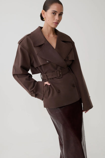 Alden Short Trench Jacket Chocolate