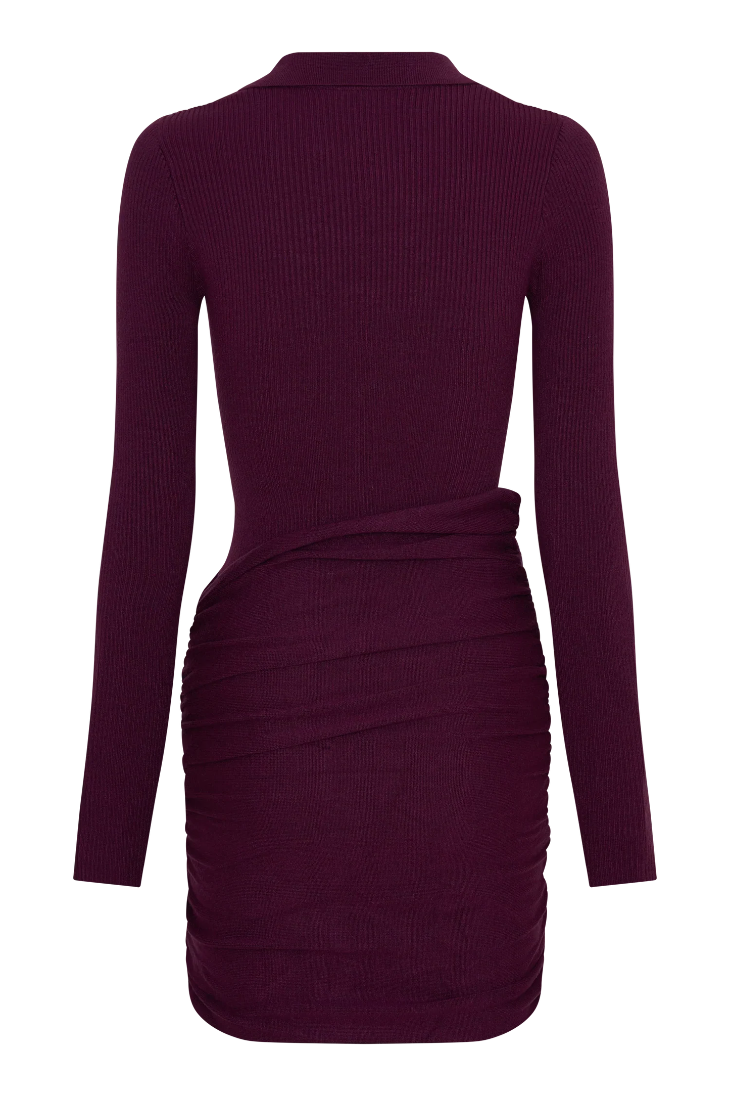 Agness Long Sleeve Button Up Knit Dress Plum