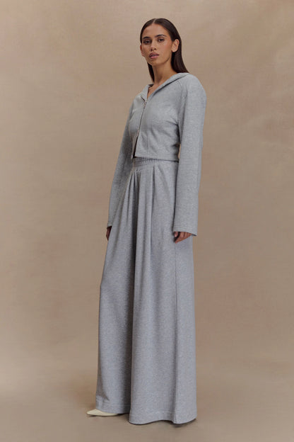 Aspen Gathered Wide Leg Jogger Light Grey Marle