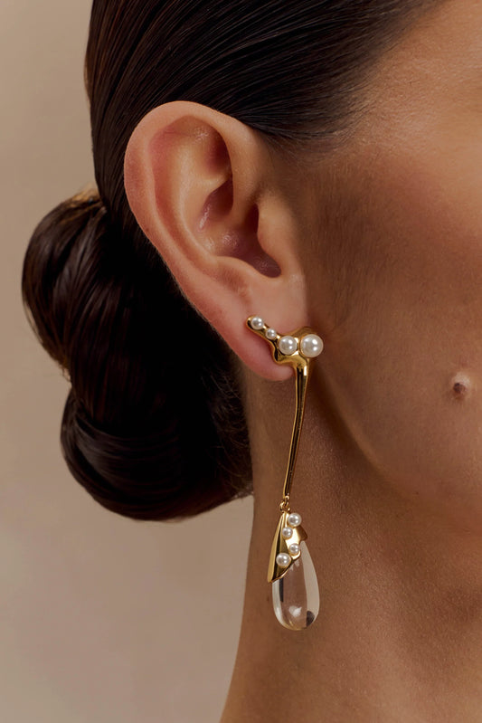 Adelaide Pearl Drop Earrings Gold