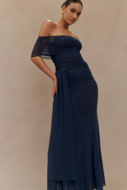 Arna Mesh Maxi Skirt Midnight Blue