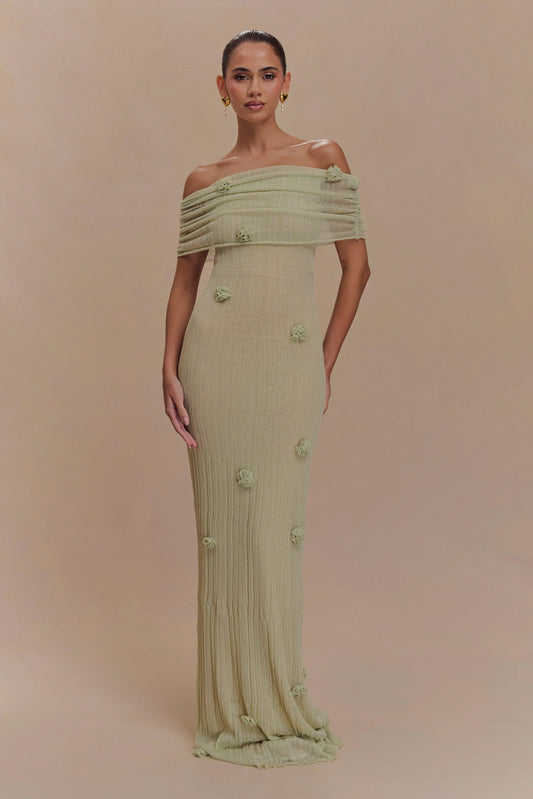 Brynn Orchid Knit Maxi Dress Pastel Green