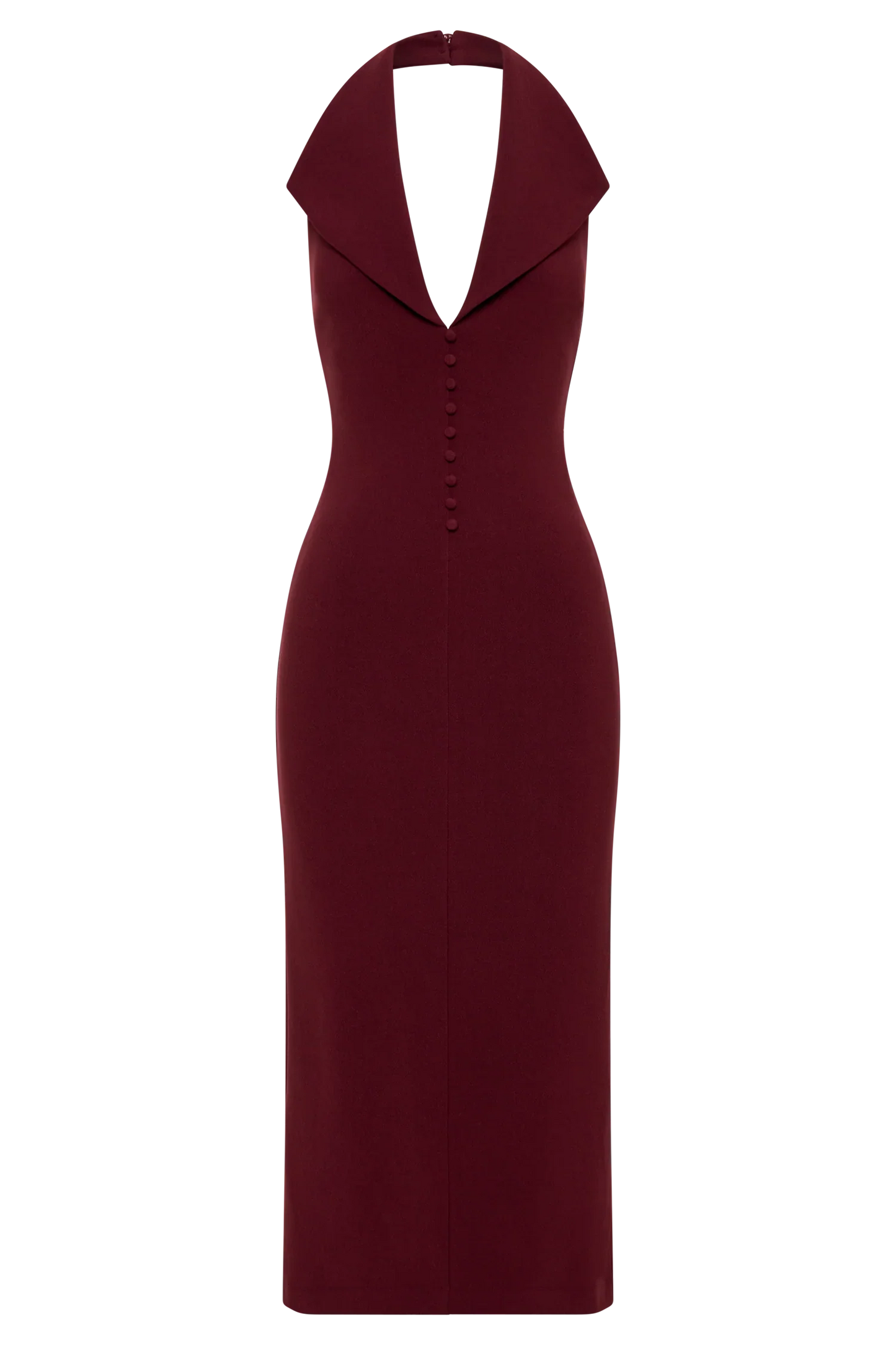 Annita Crepe Halter Midi Dress Merlot