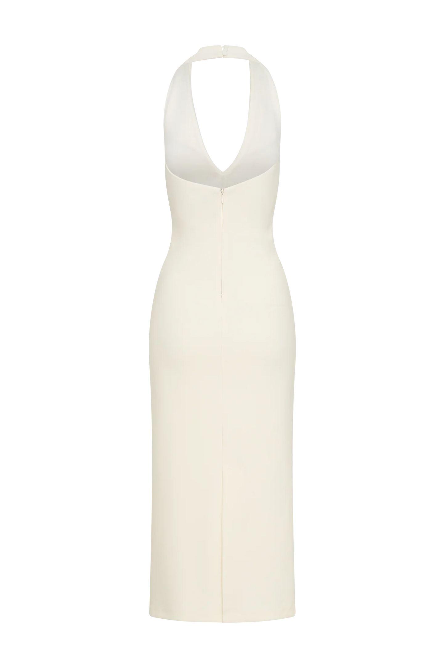 Annita Crepe Halter Midi Dress Ivory