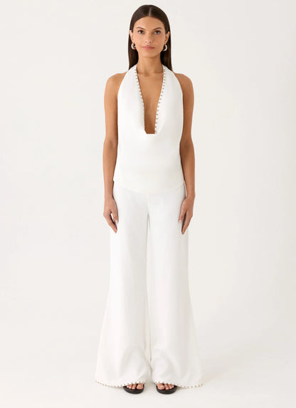 Ashika Studded Top - White