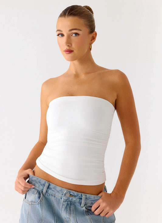 Adrienna Strapless Top White