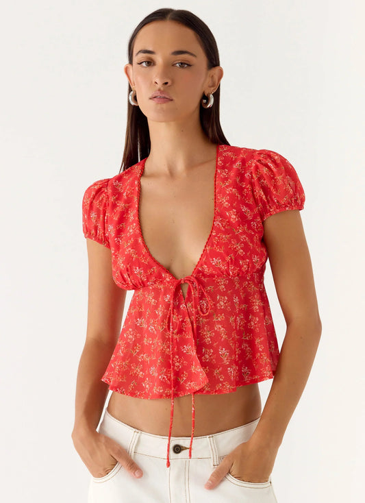Ailani Top Magenta Red Rose