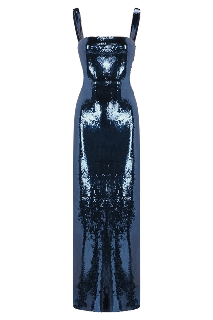 Adoria Sequin Cut Out Maxi Dress Navy