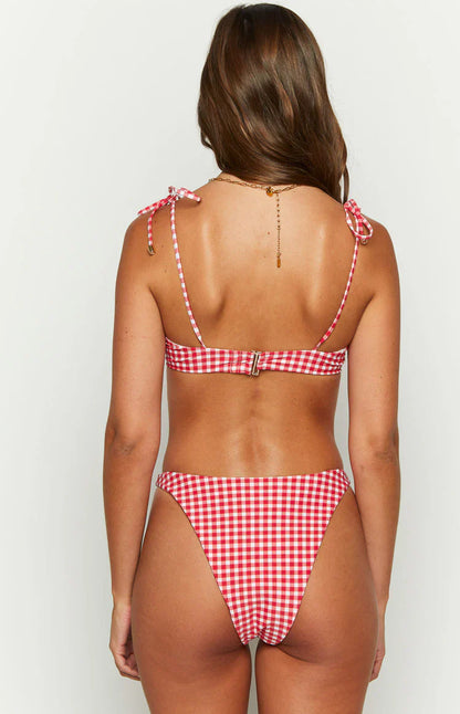 90 Swim Bianca Red Gingham Bikini Top