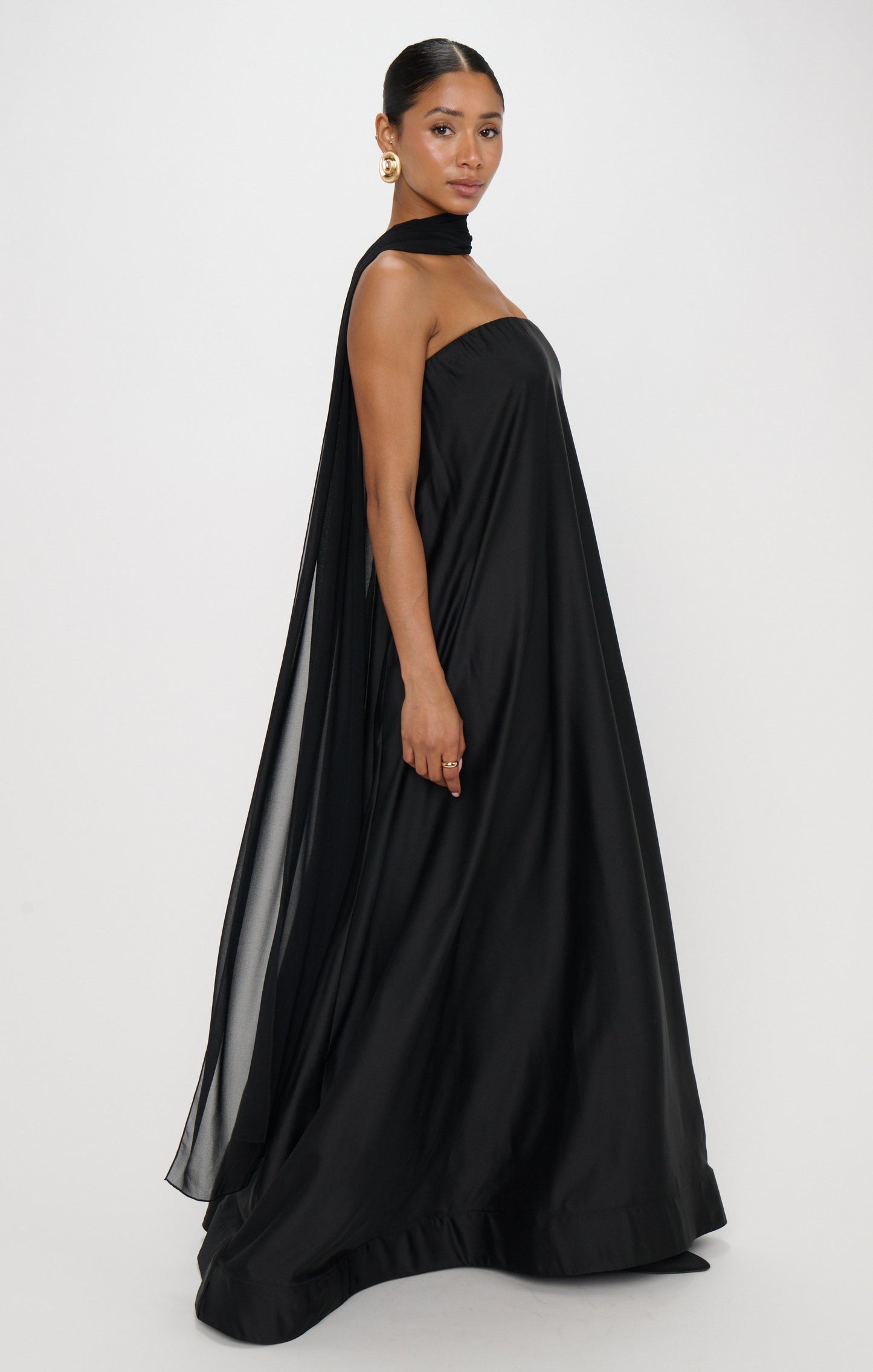 Tinsley Tube Dress ~ Black Luxe Satin