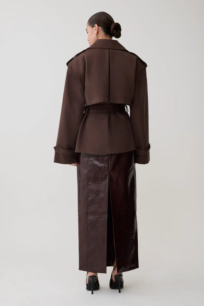 Alden Short Trench Jacket Chocolate