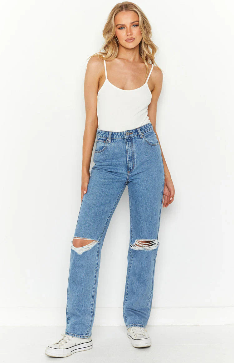ABRAND A 94 High Straight Georgia Rip Blue Jeans