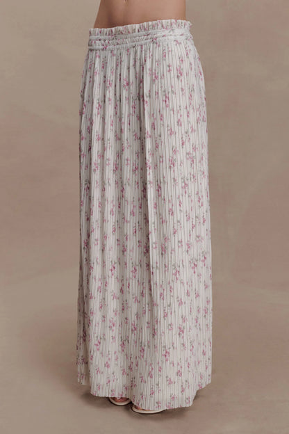 Amaris Gathered Plisse Maxi Skirt Floral Ditsy Print