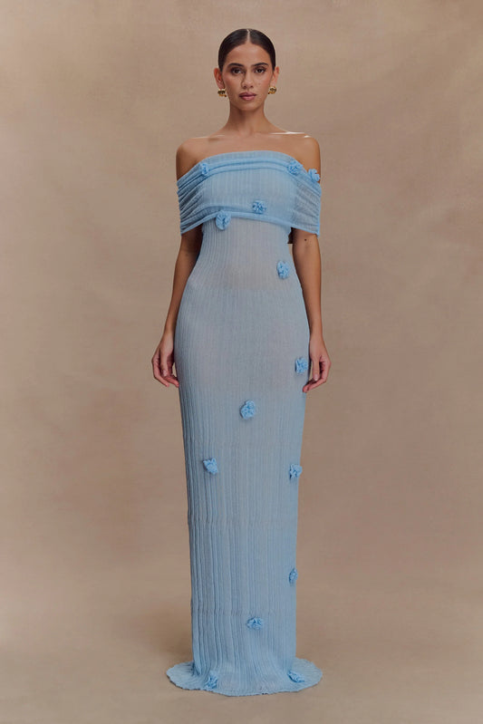 Brynn Orchid Knit Maxi Dress Baby Blue