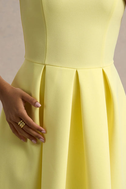 Bambina Lemon Scoop Neck Pleated Maxi Dress