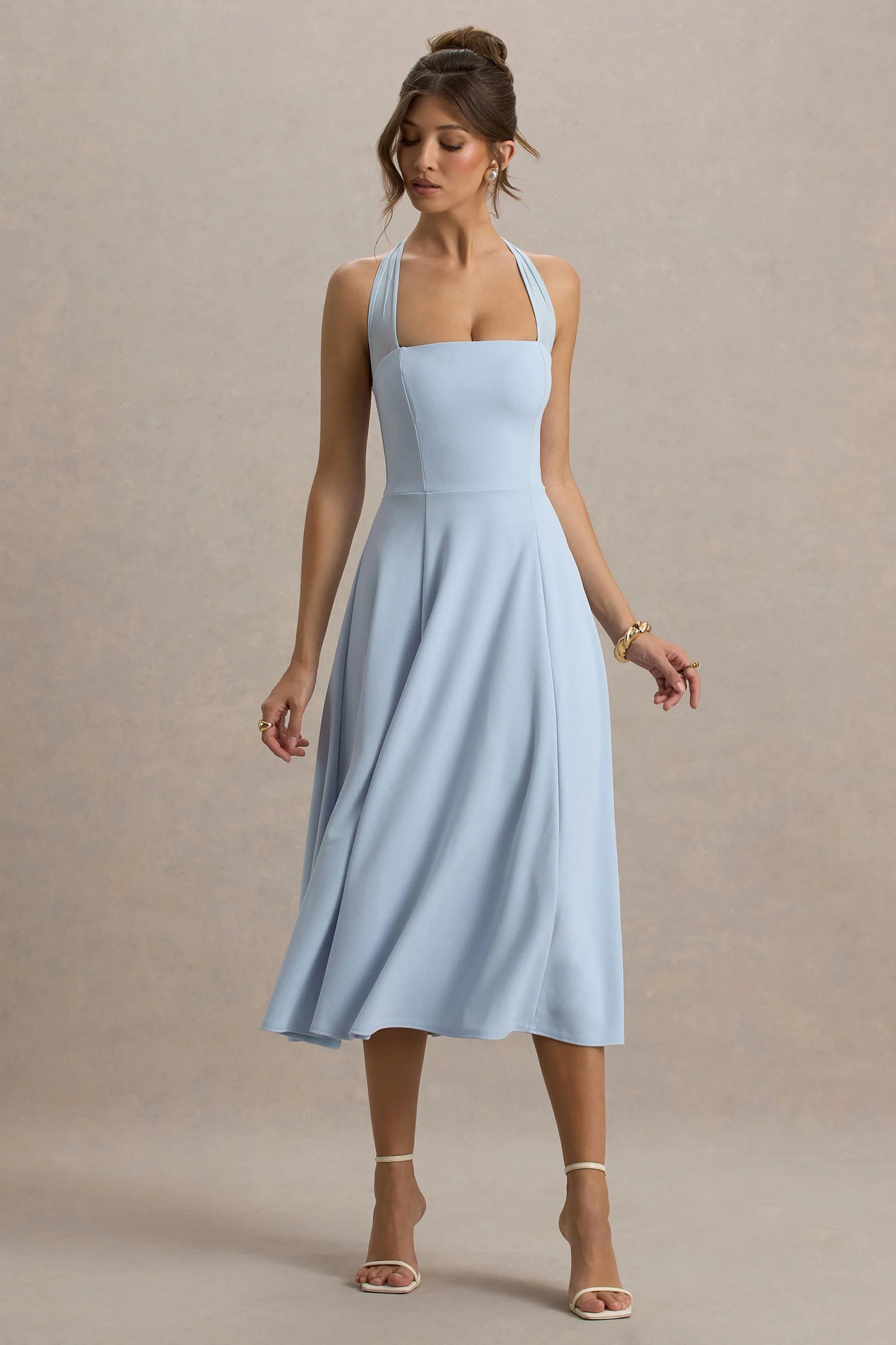 Auburn Powder Blue Halter Neck Midi Dress